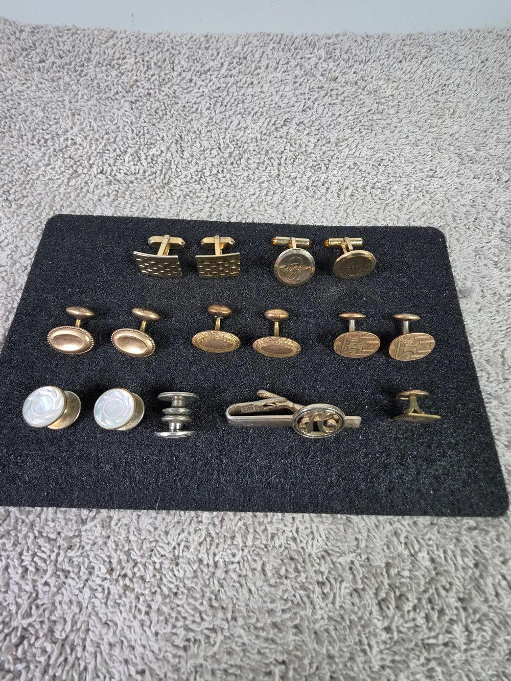 Men's Gold-Tone and Silver Cufflink & Tie Clip Set - Classic Multipack